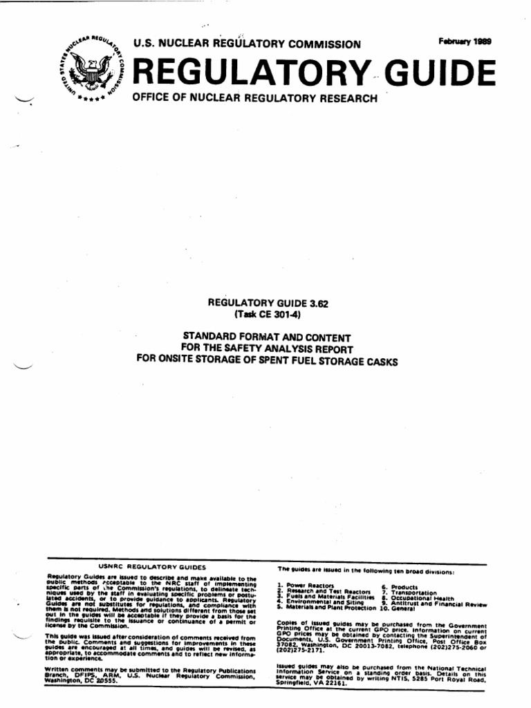 Regulatory-Guide: U.S. Nuclear Regulatory Commission F | PDF | Nuclear ...