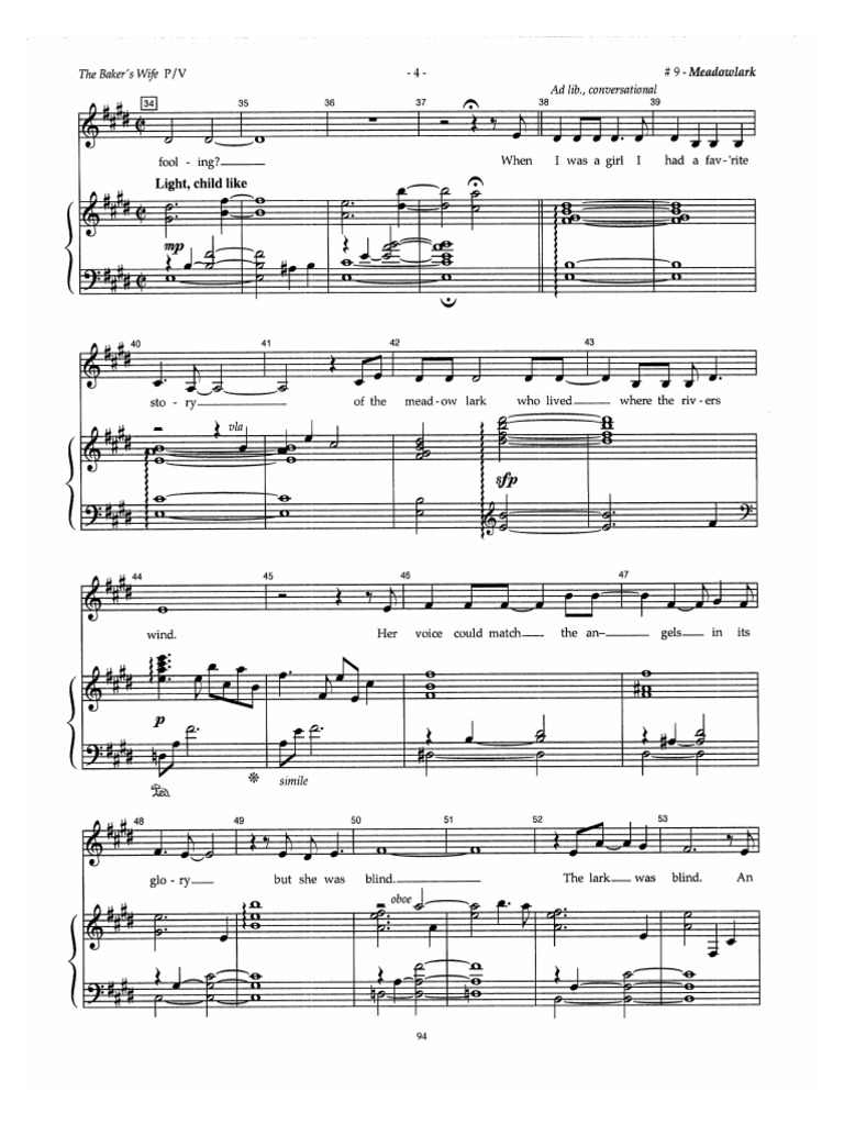 The Baker's Wife Meadowlark Sheet Music PDF