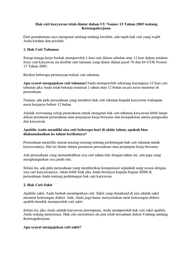 Cara Kiraan Bayaran Jika Masih Ada Cuti Tahunan Ketika Berhenti Kerja Mengikut Akta Kerja 1955