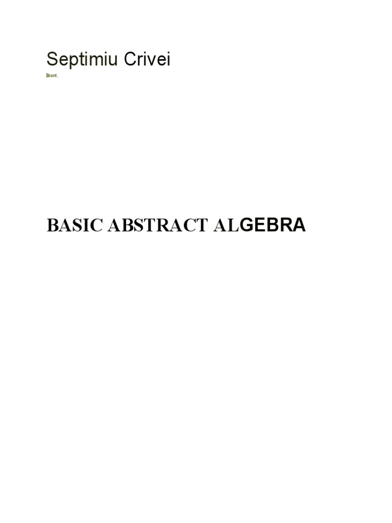 Vdocuments Mx Basic Abstract Algebra Septimiu Crivei 02 Ring Mathematics Vector Space