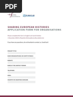 Sharing European Histories: Application Form For Organisations