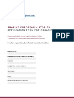 Sharing European Histories: Application Form For Organisations