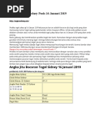 Prediksi Sidney 16 Januari 2019