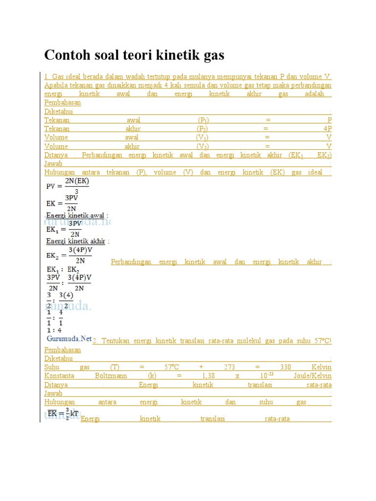 Contoh Soal Teori Kinetik Gas