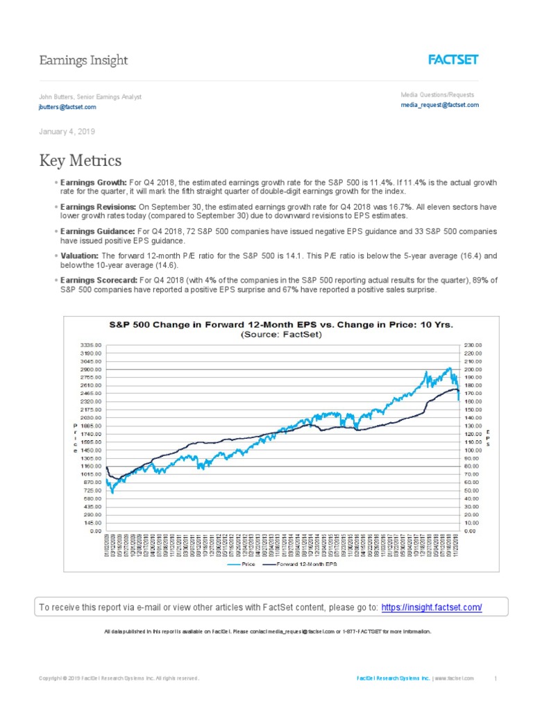 Earnings Insight FactSet 01-2019 | PDF | S&P 500 Index | Petroleum Industry
