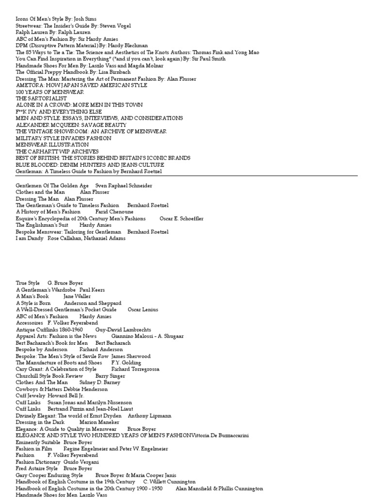 List of Fashion Books PDF