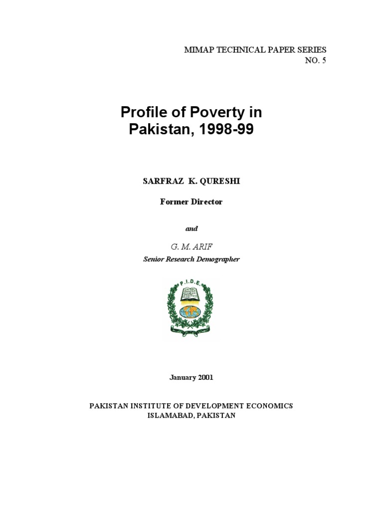 Poverty Profile in Pakistan 1998-99 | PDF | Poverty Threshold ...