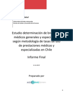Estudio determinación de brecha de médicos generales y especialistas según metodología de tasas de uso de prestaciones médicas y especializadas en Chile