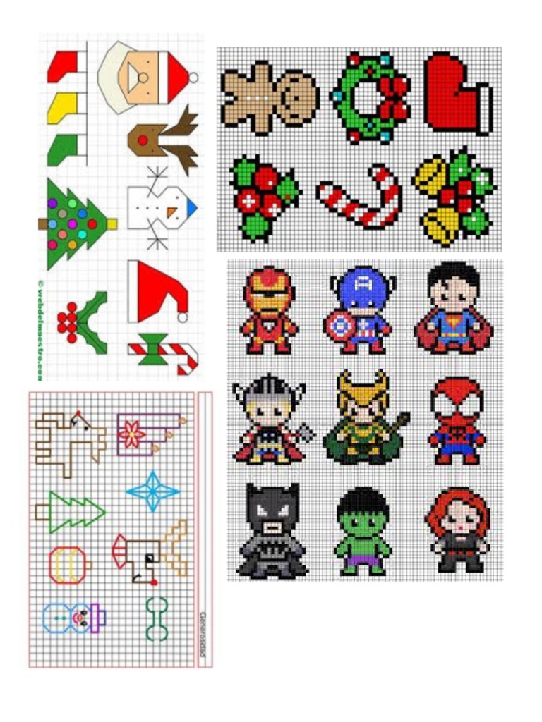 Dibujos en Cuadricula Navidad y Avengers | PDF