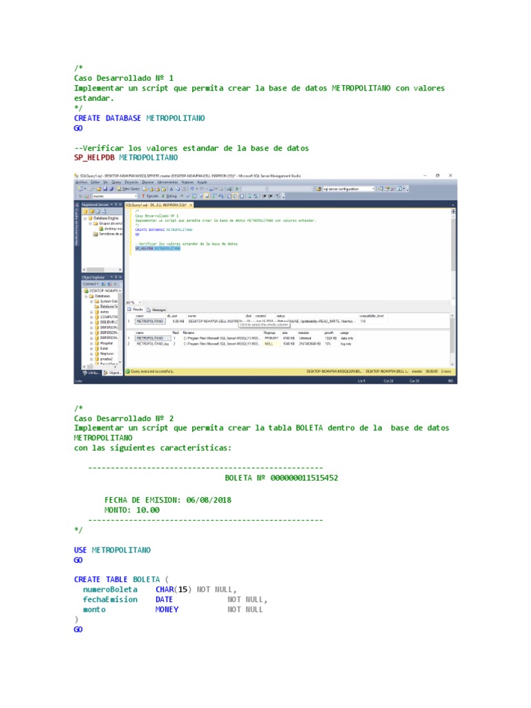 Scripts SQL para Gestión de Base de Datos | PDF | SQL | Áreas de ...