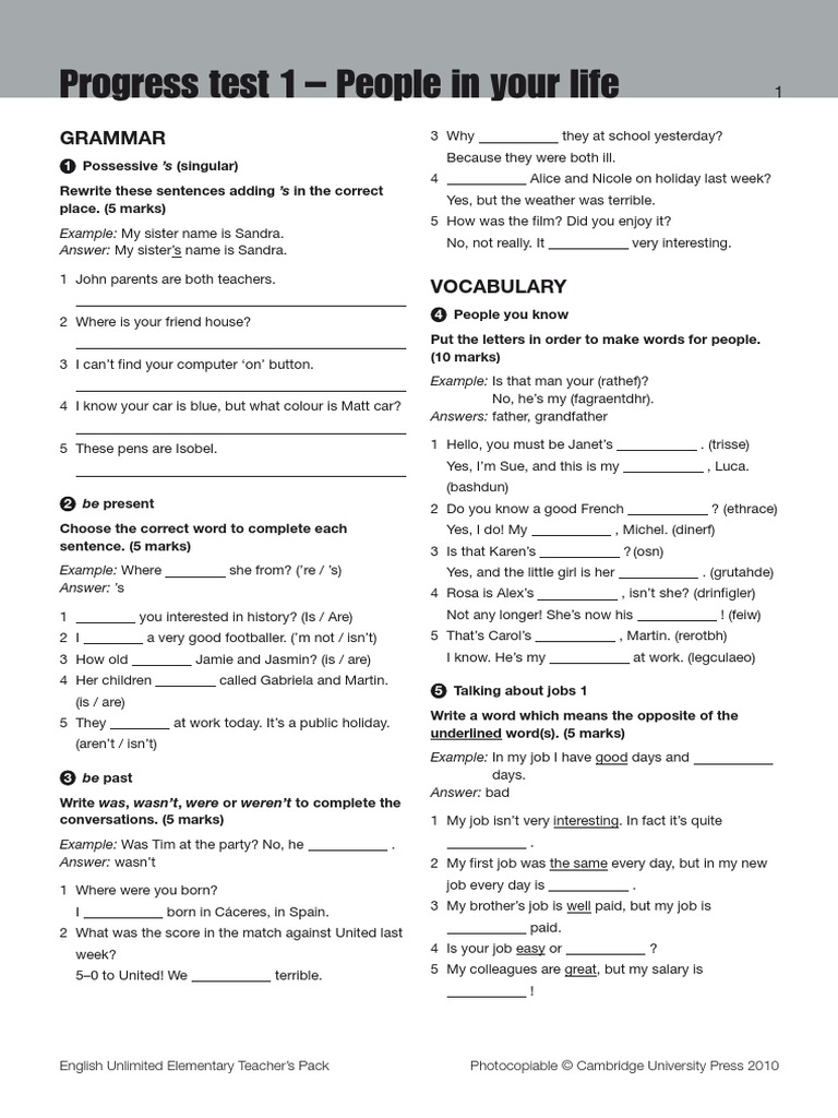 A2 Progress Test 1 PDF | PDF | Foreign Language Studies