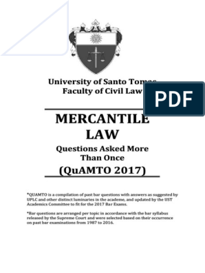 Ust Quamto Mercantile Law 2017 Letter Of Credit Credit