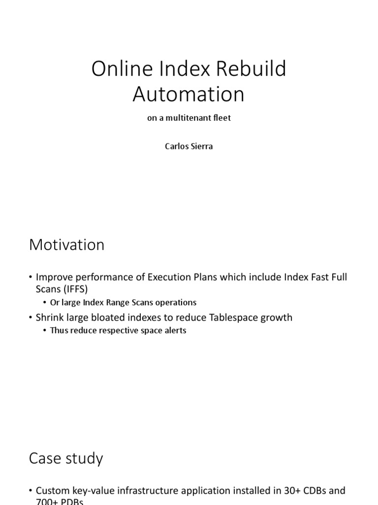 Oracle Index Rebuild Automation PDF Database Index Data