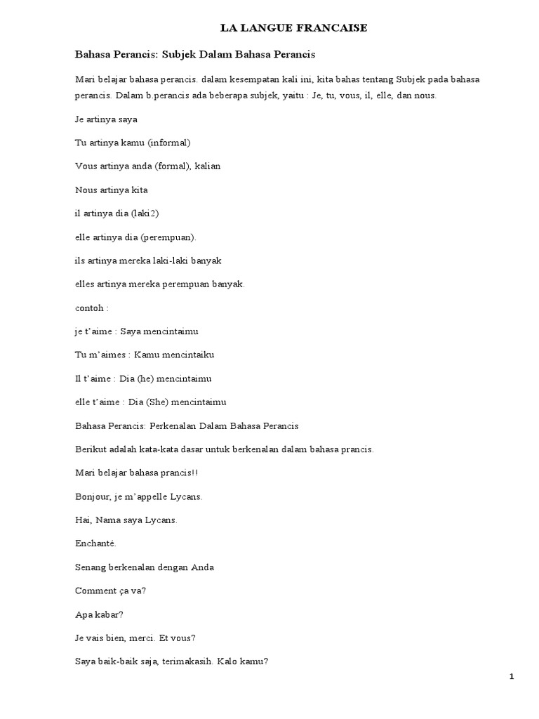 Modul Bahasa Prancis