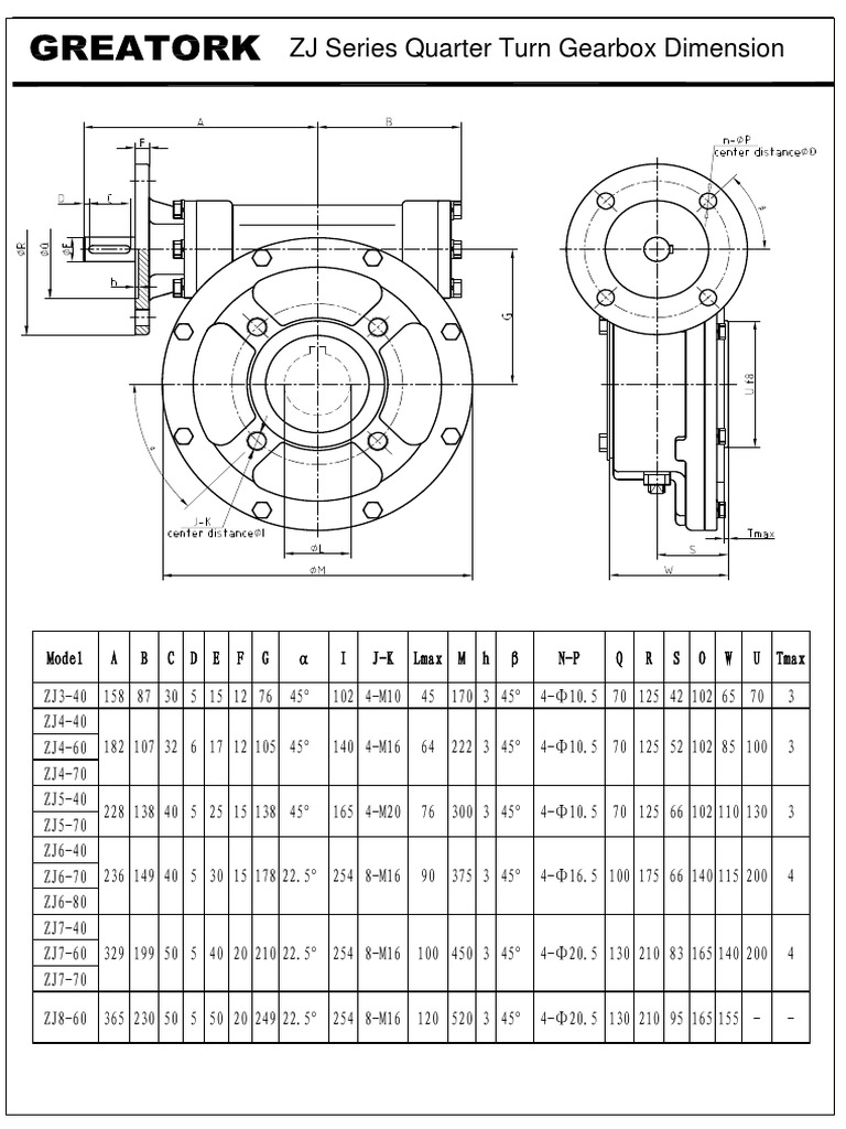 ZJ Gearbox Dimensions Overview | PDF