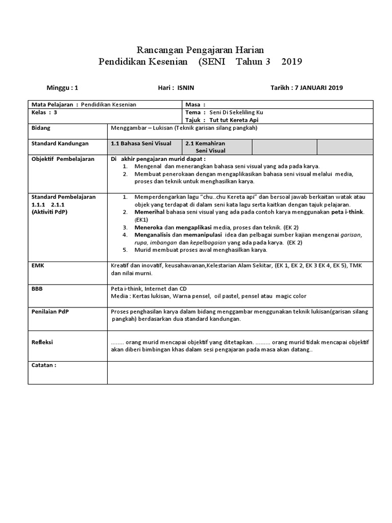 RPH Pend Kesenian THN 3 2019  PDF