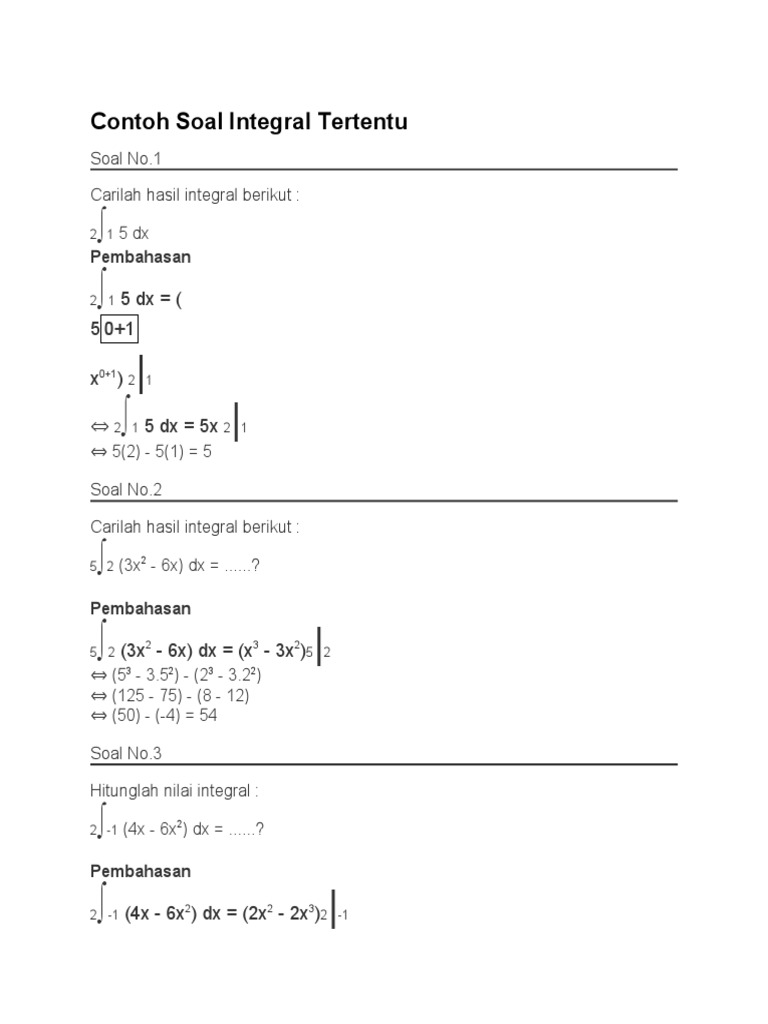 Contoh Soal Integral Tertentu