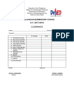 Clearance: Kalilangan Elementary School S.Y. 2017-2018