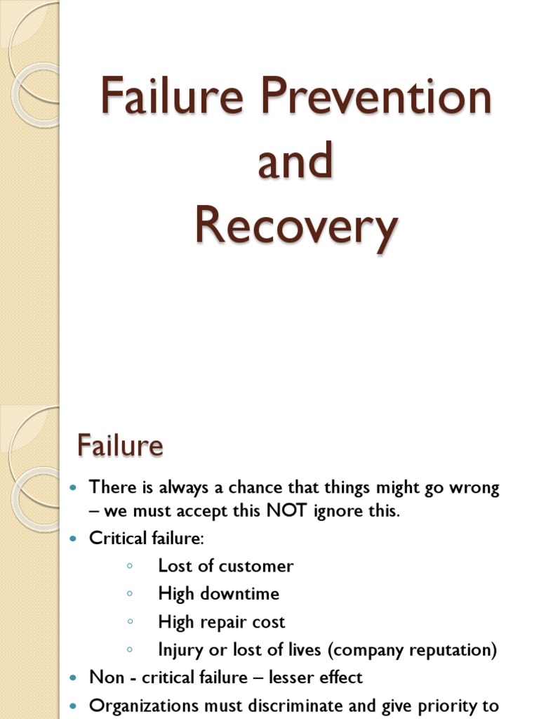 Failure Prevention and Recovery Strategies | PDF | Reliability ...