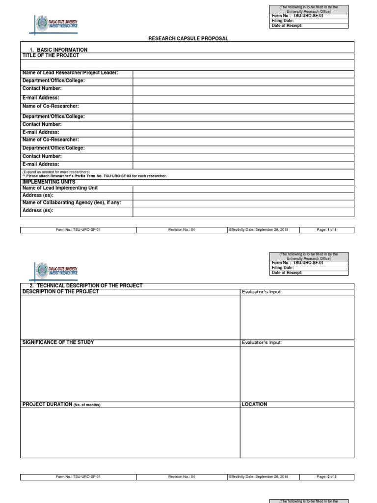 Research Capsule Proposal Form | PDF | Specification (Technical ...