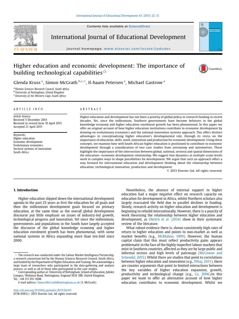 Higher Education's Role in Economic Growth | PDF | Development ...
