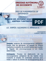 Principios de Asepsia y Antisepsia, Aseo y Limpieza, y Desinfección.