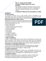 Unit - 2 Contract Act 1872: 2. What Is The Term Contract? What Are The Essential of A Valid Contract?