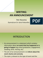 Writing: An Announcement An Announcement: Petr Novotný