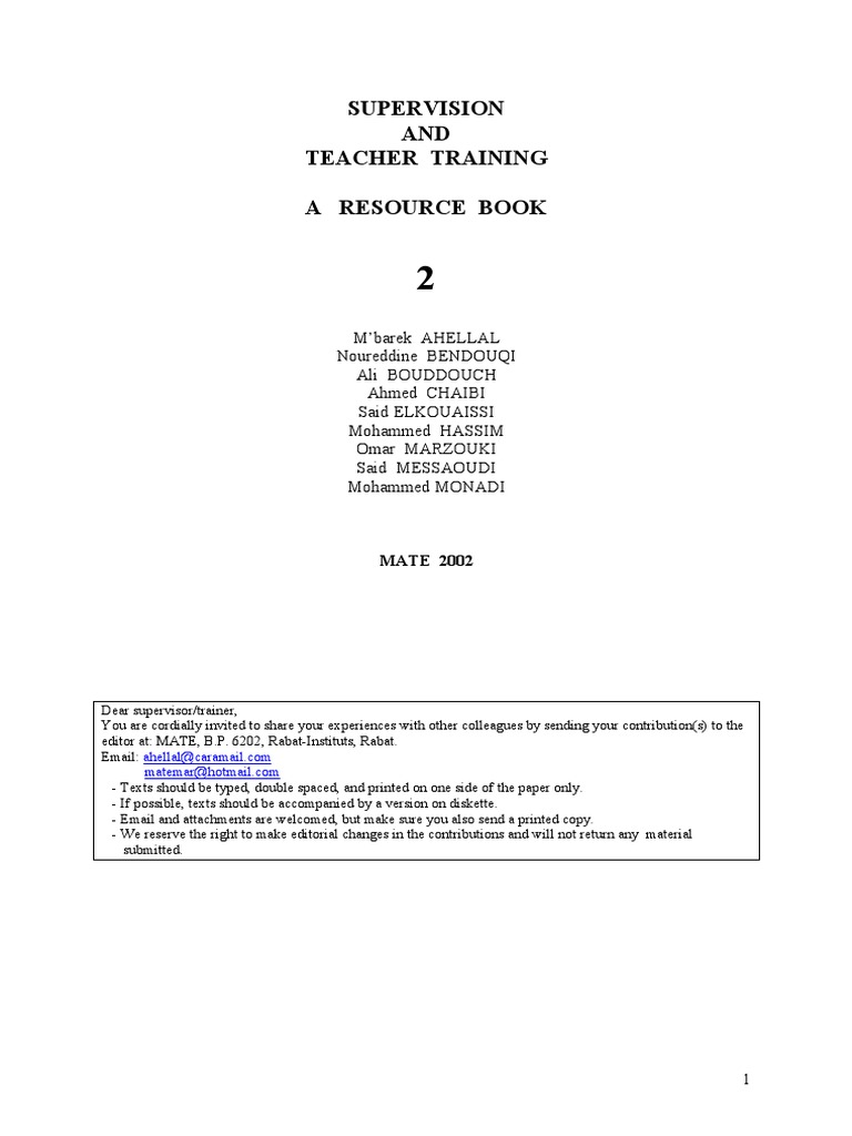 Teacher Training & Supervision Guide | PDF | Language Education | Neuro ...
