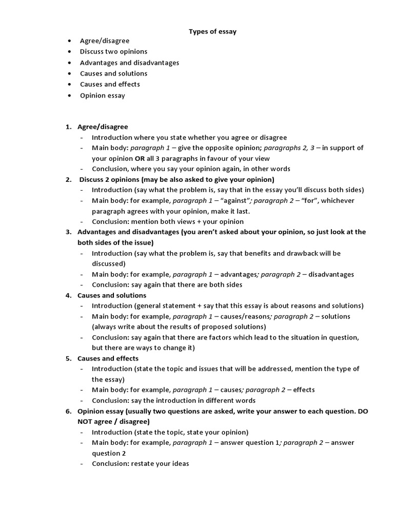 IELTS Writing Task 2 Essay Types Guide | PDF | Essays | Reason