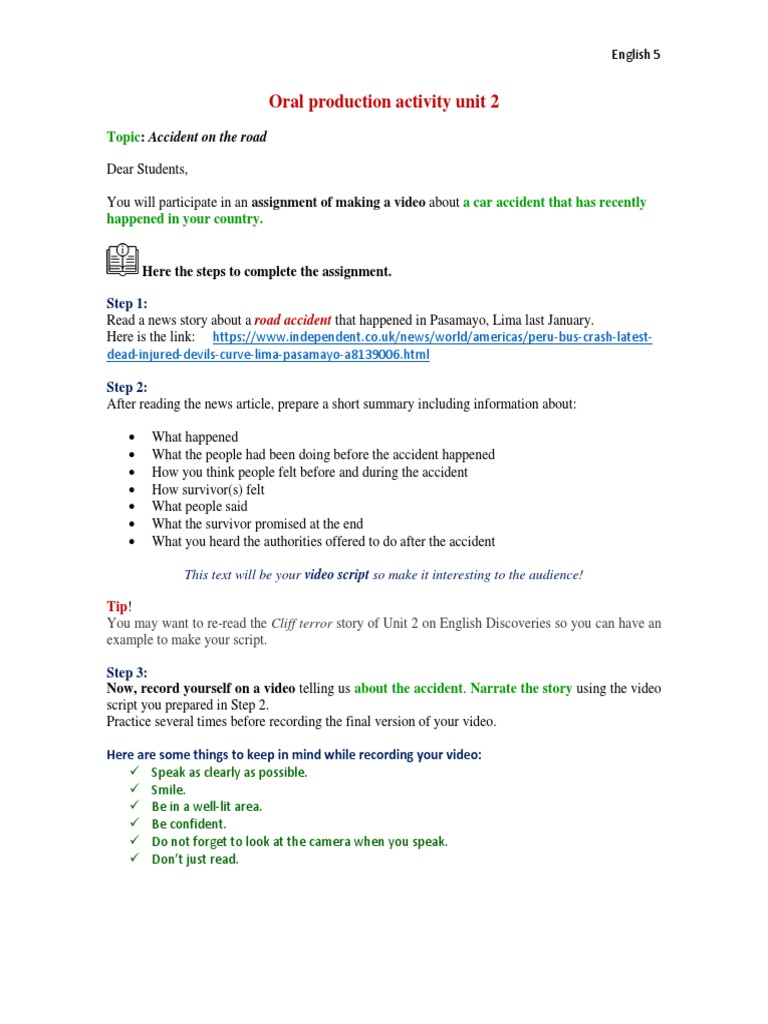 Road Accident Video Assignment Guide | PDF | Human Communication ...