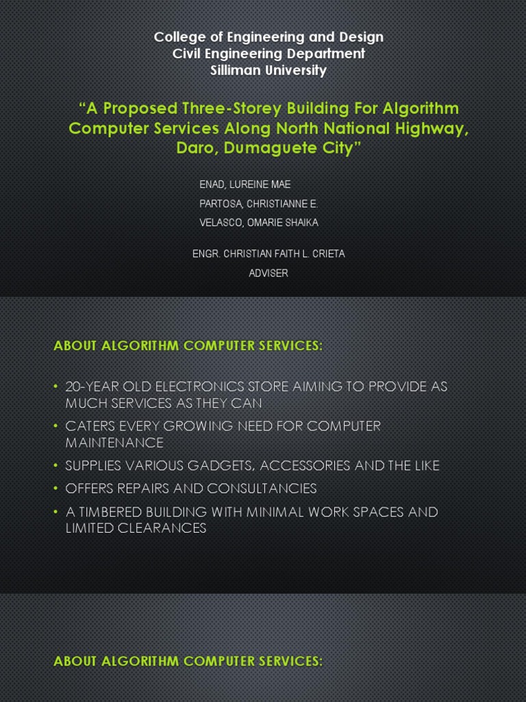 A Proposed Three Storey Building For Algorithm Computer Services | PDF ...