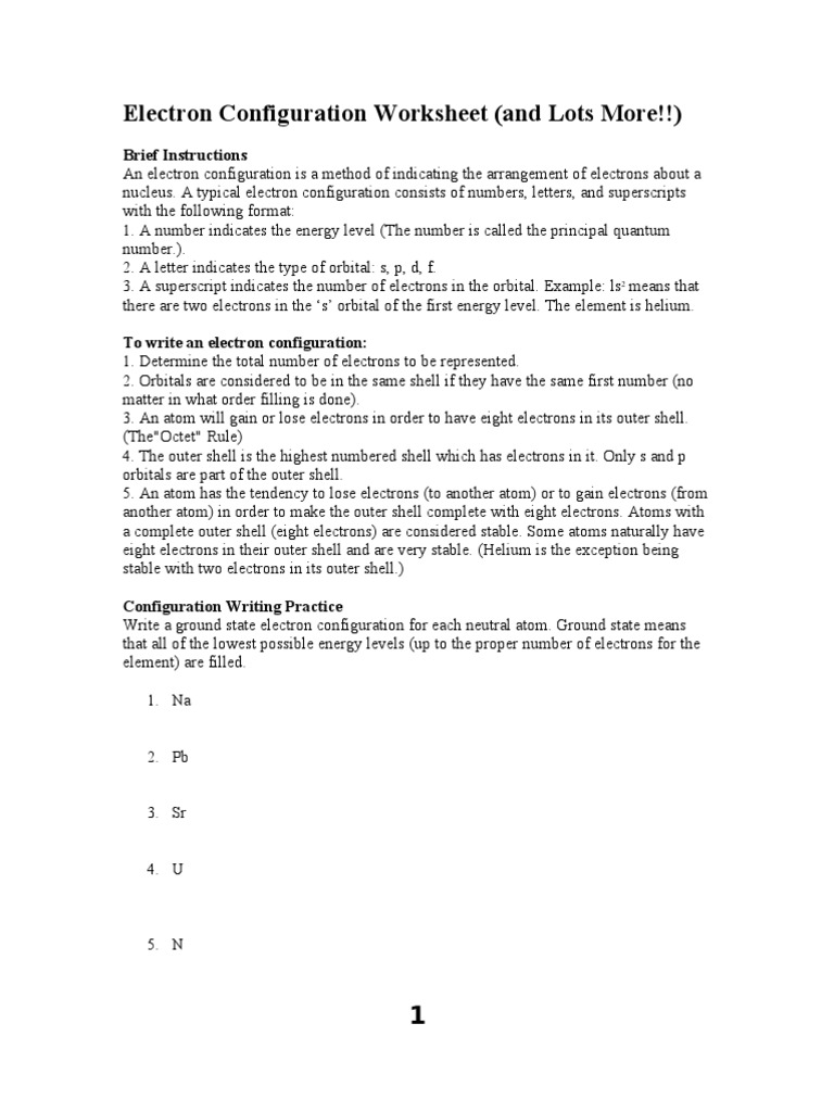 worksheet Writing Electron Configuration Worksheet electron configuration worksheet atomic orbital