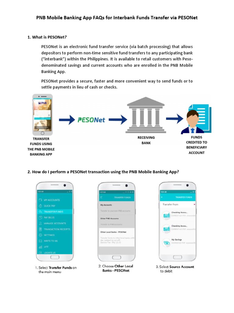 PESONet Transfer FAQs for PNB Users | PDF | Financial Transaction