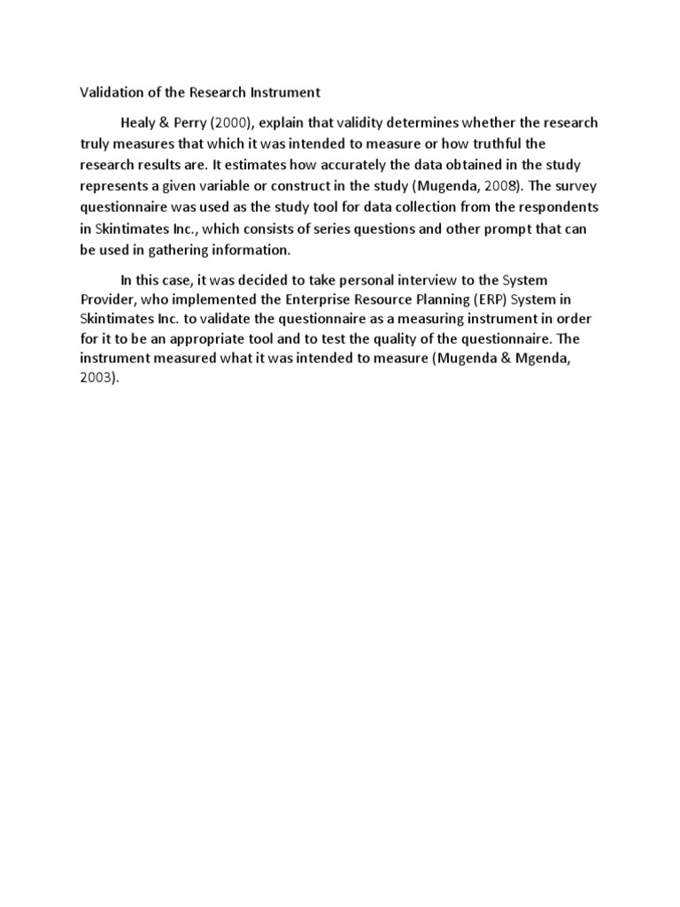 Validation Of The Research Instrument Pdf