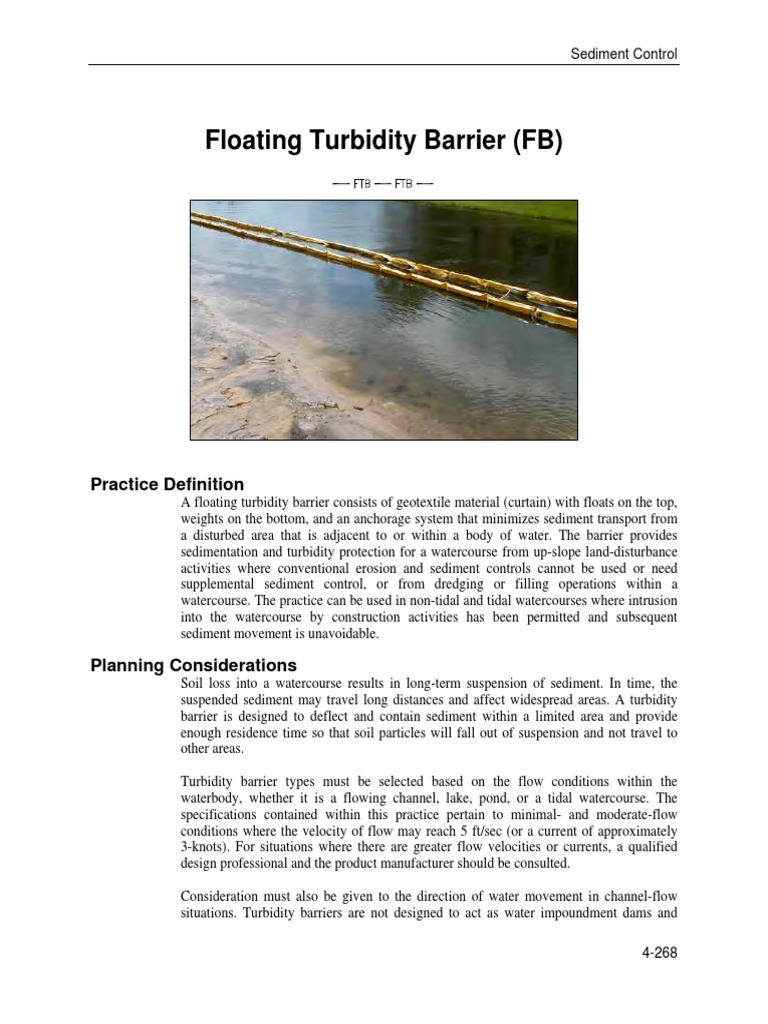 Floating Turbidity Barrier Guidelines | PDF | Anchor | Tide
