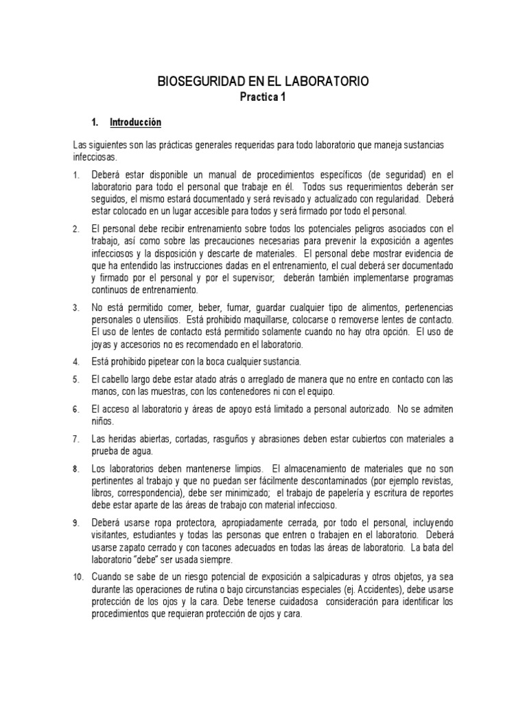 Normas de Bioseguridad en El Laboratorio | PDF | Laboratorios | VIH