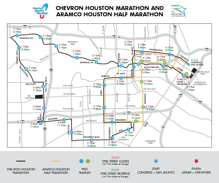 Houston Marathon Road Closure Map Updated 2019 PDF