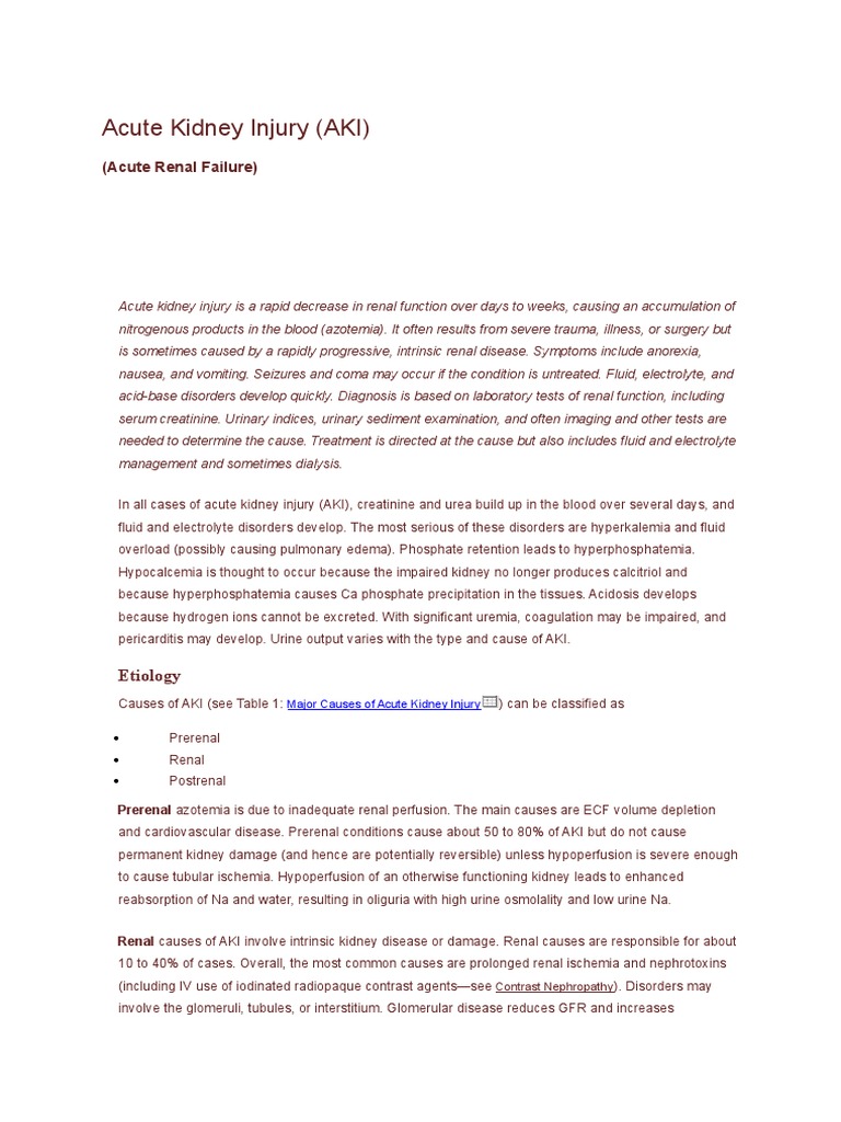 Causes and Phases of Acute Kidney Injury | PDF | Chronic Kidney Disease ...