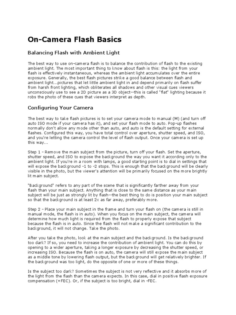 Basics of On Camera Flash PDF Exposure (Photography) Flash