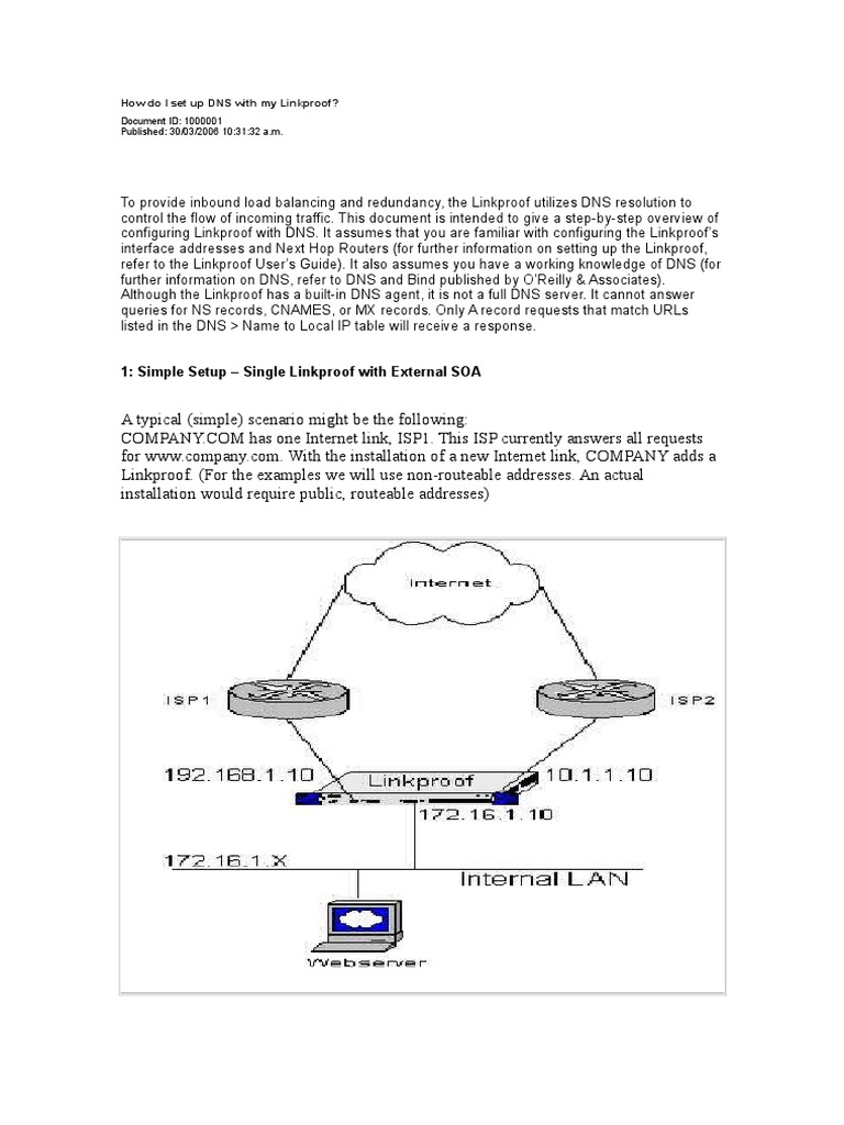 Linkproof DNS Setup Guide | PDF | Ip Address | Load Balancing (Computing)