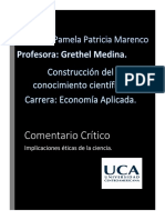 Comentario Crítico: Implicaciones Éticas de La Ciencia