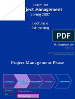 Project Management: Spring 2007 Estimating