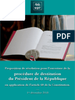 DESTITUTION Du Président de La République Proposition de Résolution
