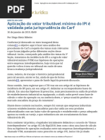 ConJur - Aplicação Do Valor Tributável Mínimo Do IPI é Validada Pelo Carf