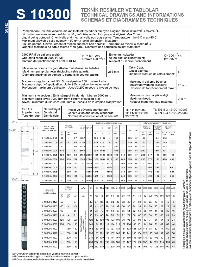 IMPO Submersible Pump Specifications | PDF | Gas Technologies | Fluid ...