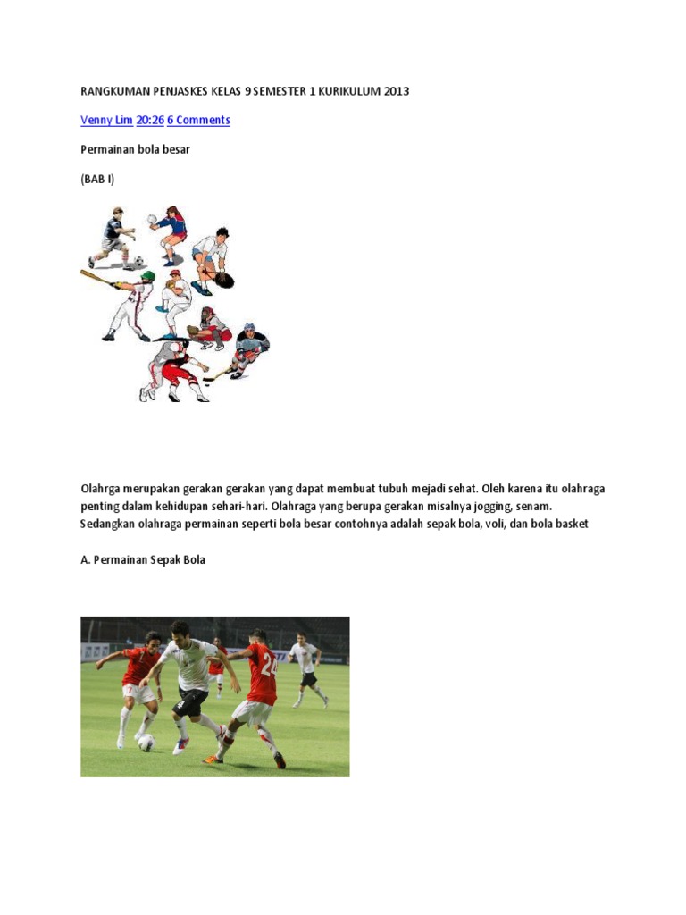 Rangkuman Penjaskes Kelas 9 Semester 1 Kurikulum 2013 Pdf