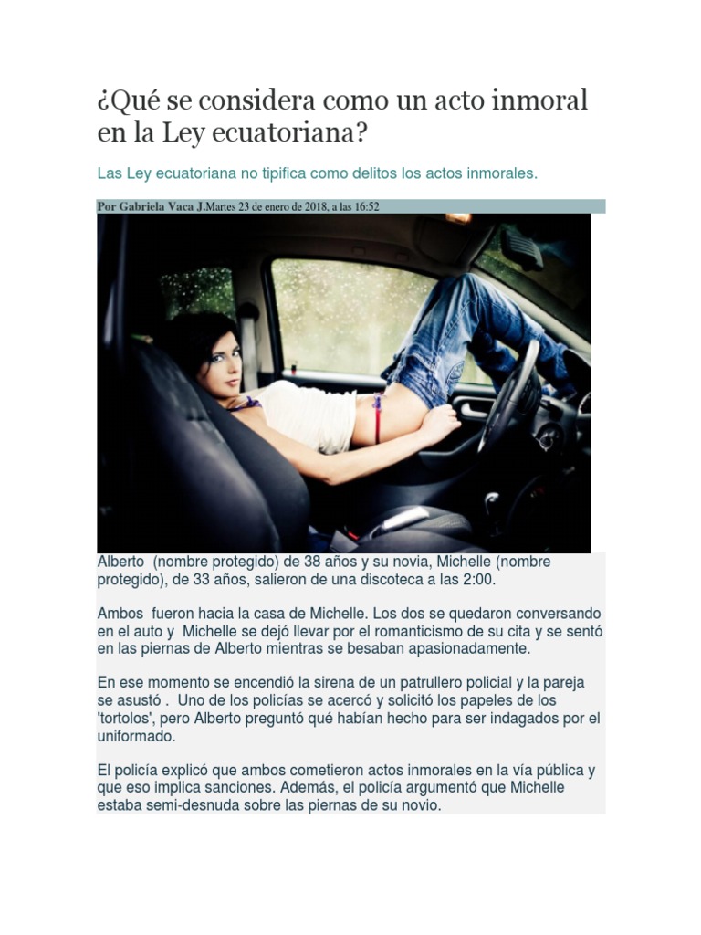 Actos inmorales en la Ley ecuatoriana | PDF | Derecho penal | Moralidad