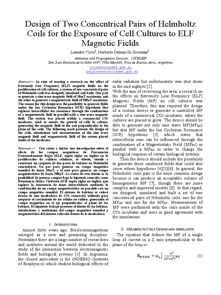 Helmholtz Coils for ELF Magnetic Field Study | PDF | Magnetometer ...