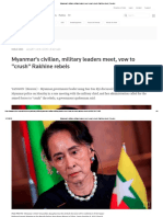 Myanmar's Civilian, Military Leaders Meet, Vow To Crush Rakhine Rebels - Reuters